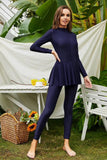 Mock Neck Long Sleeve One-Piece Swimwear - EBYNN