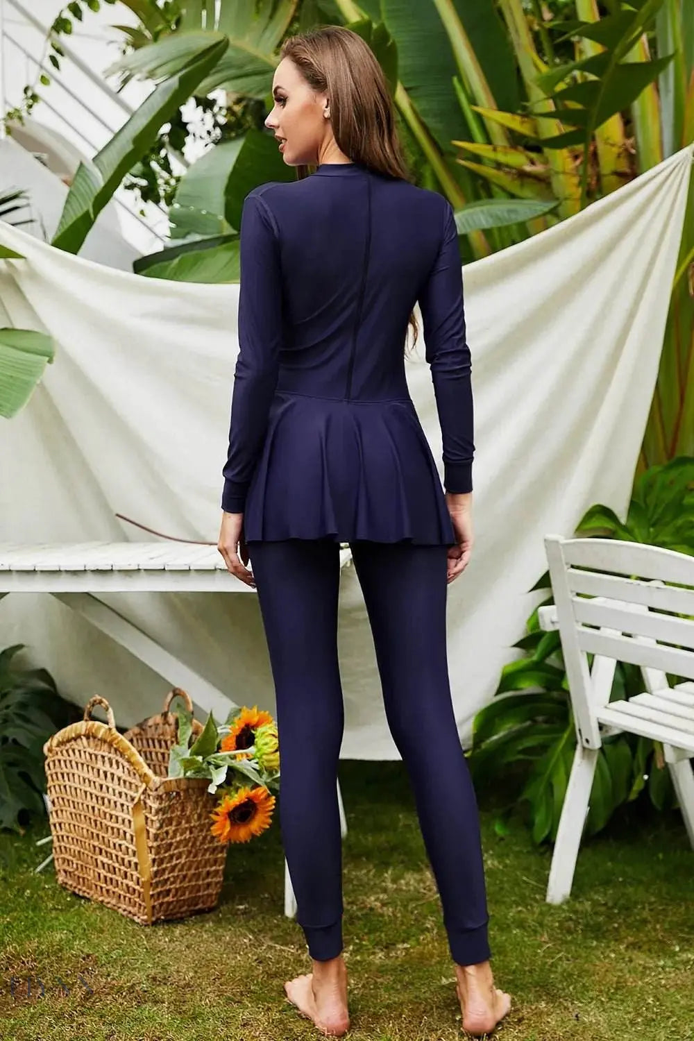 Mock Neck Long Sleeve One-Piece Swimwear - EBYNN