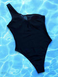 One-Shoulder Sleeveless One-Piece Swimsuit - EBYNN