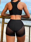 Openwork Sleeveless Top and Shorts Set - EBYNN