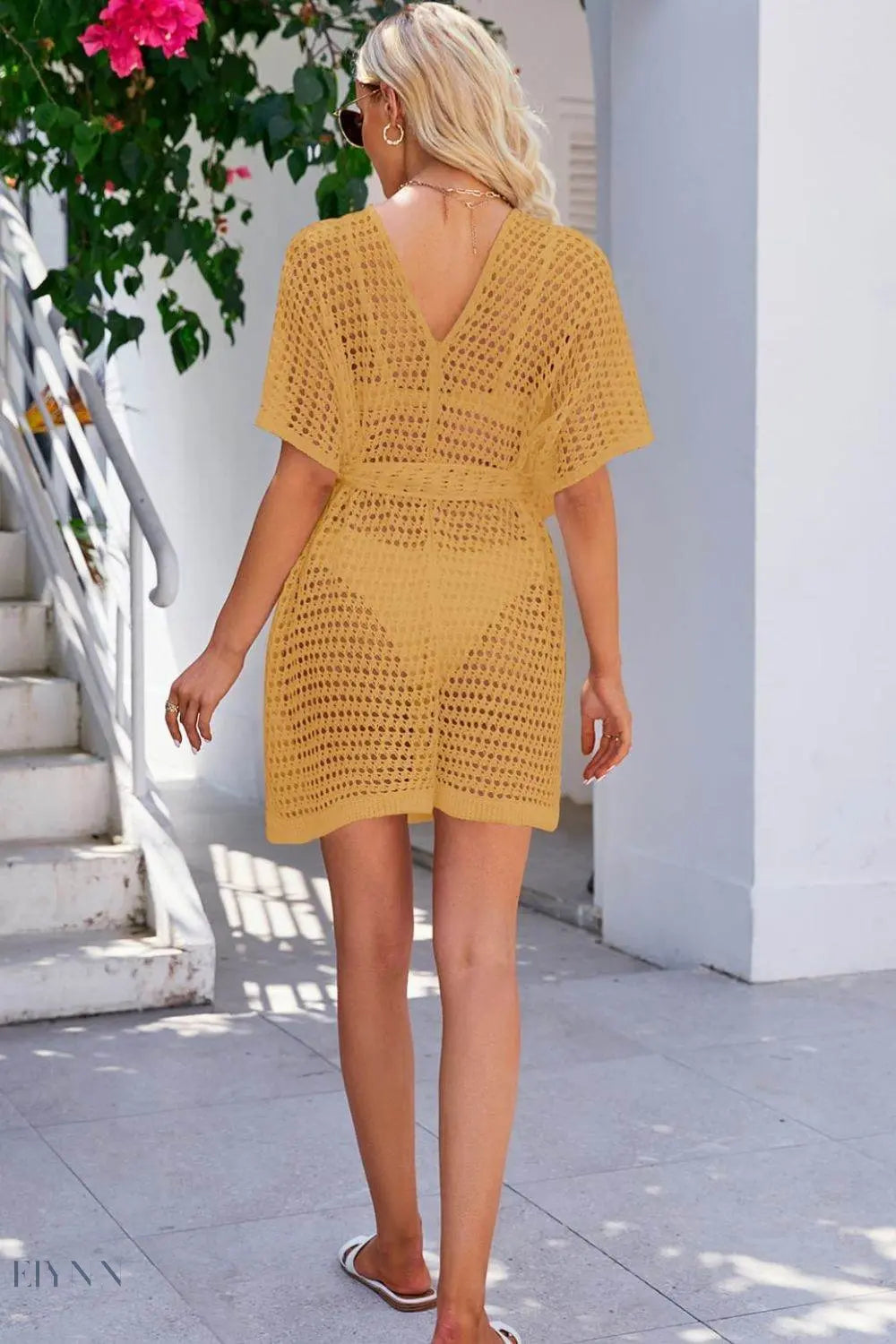 Openwork Tie Waist Cover Up - EBYNN
