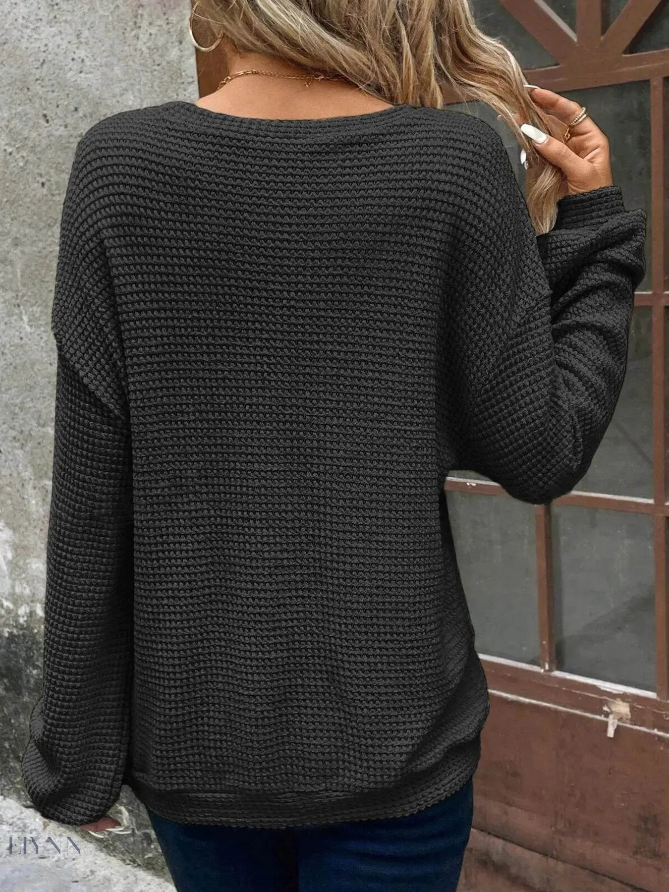 Plus Size Waffle Knit T-Shirt for Ultimate Relaxed Comfort - EBYNN