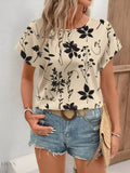 Printed Short Sleeve Blouse for Effortless Style and Comfort - EBYNN