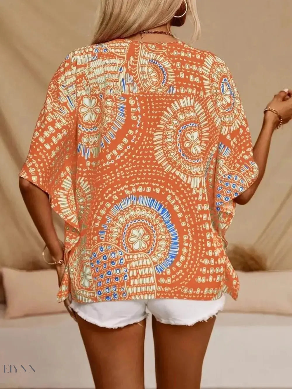 Printed V-Neck Half Sleeve Top for Effortless Style - Perfect Printed V-Neck Top - EBYNN