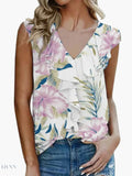 Ruffled V-Neck Tank Top - Stylish & Comfortable - EBYNN