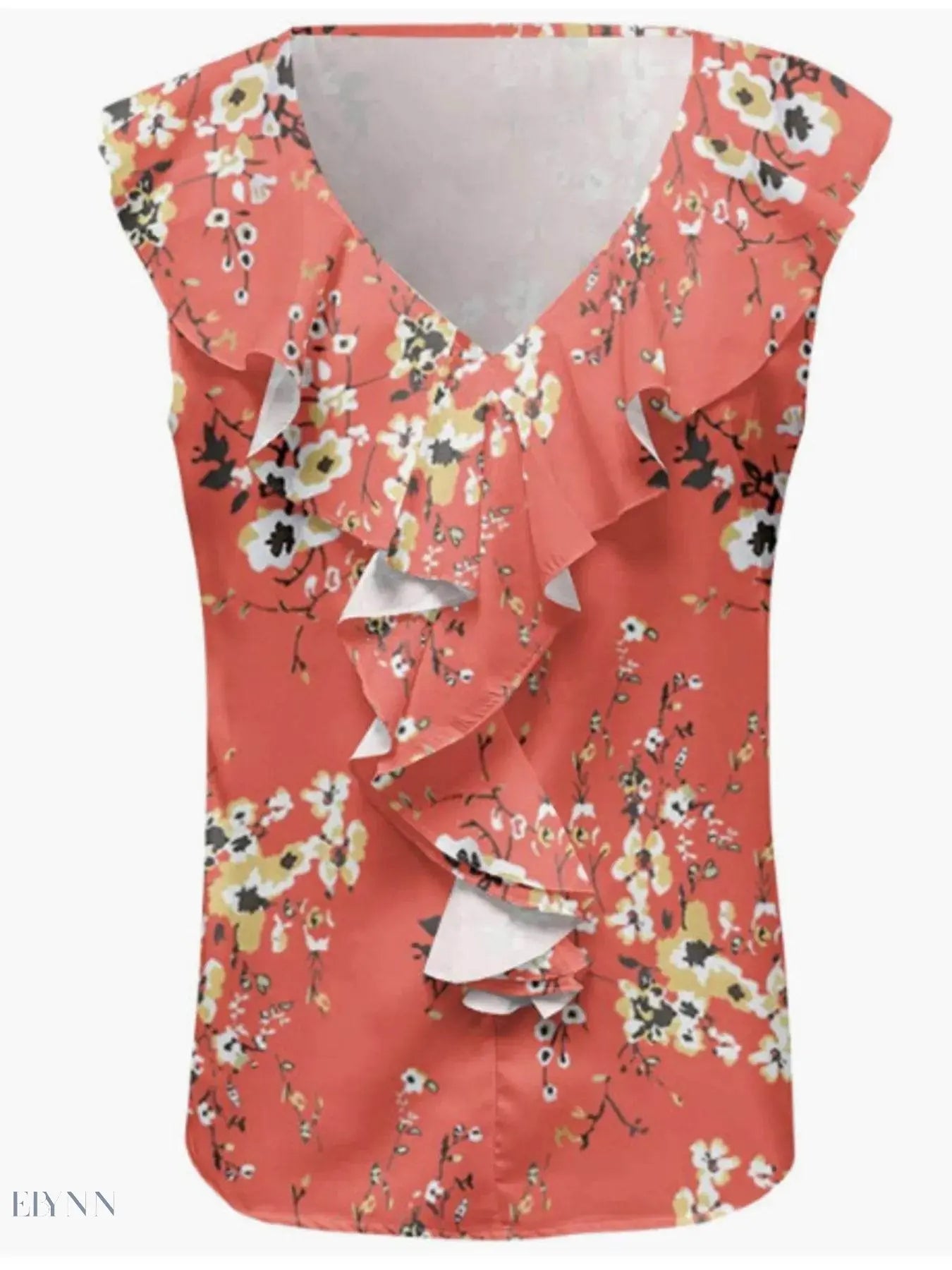 Ruffled V-Neck Tank Top - Stylish & Comfortable - EBYNN