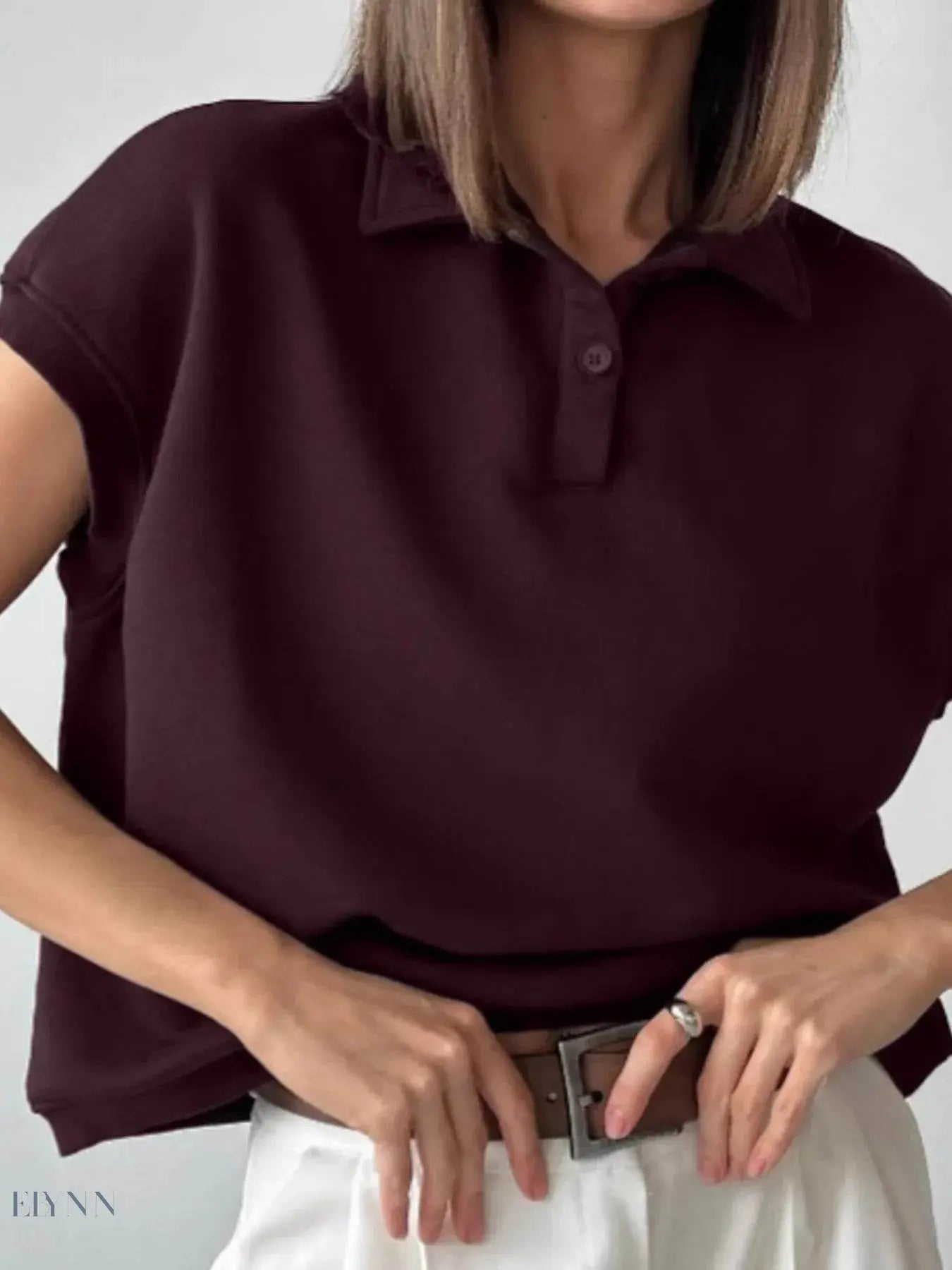 Ribbed Hem Polo Shirt for Effortless Style and Comfort - EBYNN