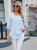 Round Neck Half Sleeve Blouse for Stylish Everyday Wear - EBYNN