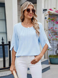 Round Neck Half Sleeve Blouse for Stylish Everyday Wear - EBYNN
