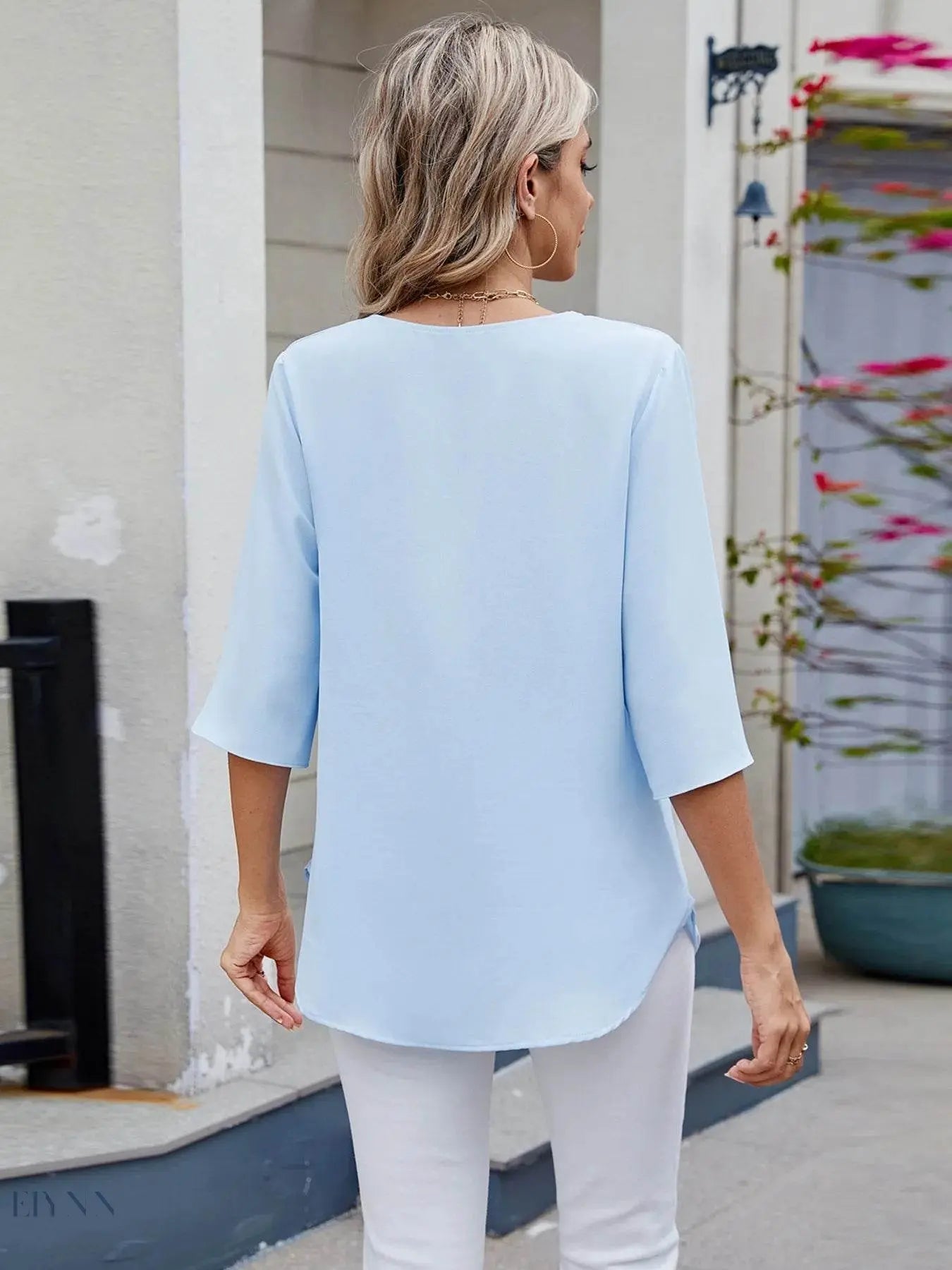 Round Neck Half Sleeve Blouse for Stylish Everyday Wear - EBYNN