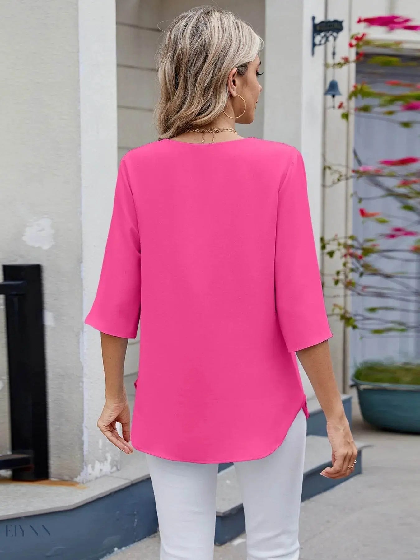 Round Neck Half Sleeve Blouse for Stylish Everyday Wear - EBYNN