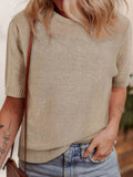 Round Neck Short Sleeve Sweater for Ultimate Comfort and Style - EBYNN