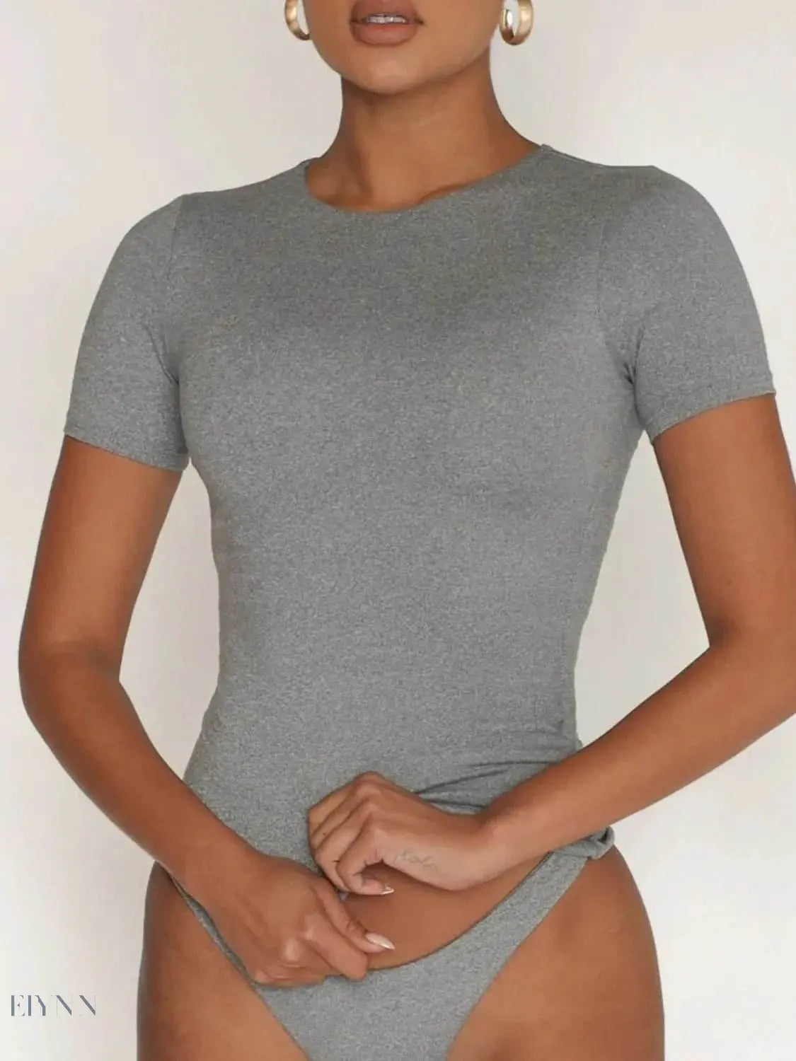 Round Neck Short Sleeve Swim Top - EBYNN