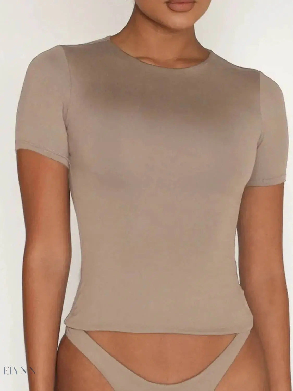 Round Neck Short Sleeve Swim Top - EBYNN