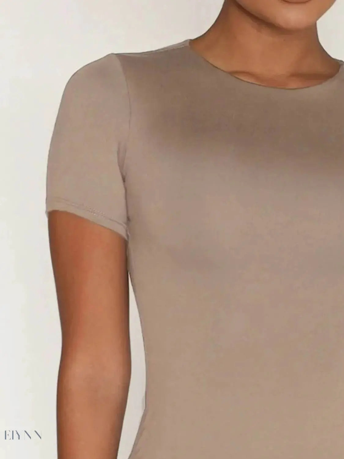 Round Neck Short Sleeve Swim Top - EBYNN