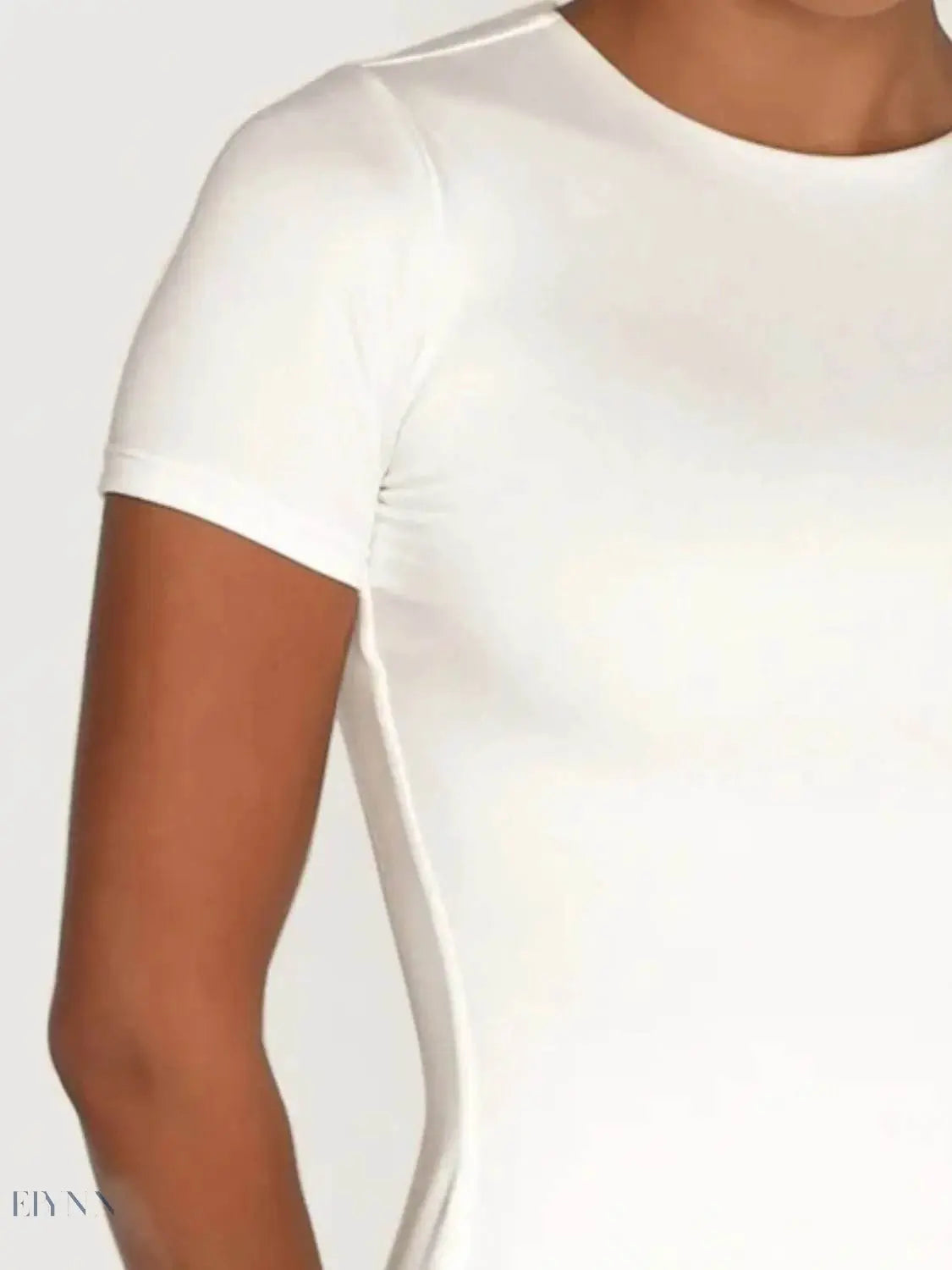 Round Neck Short Sleeve Swim Top - EBYNN