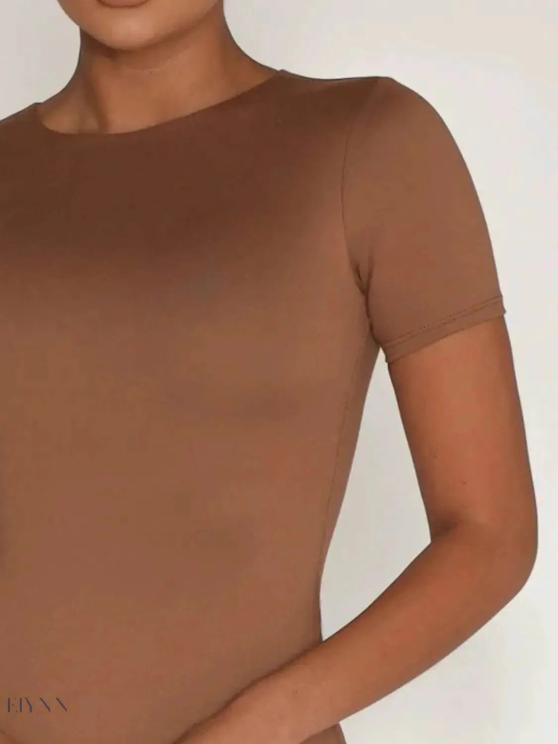 Round Neck Short Sleeve Swim Top - EBYNN