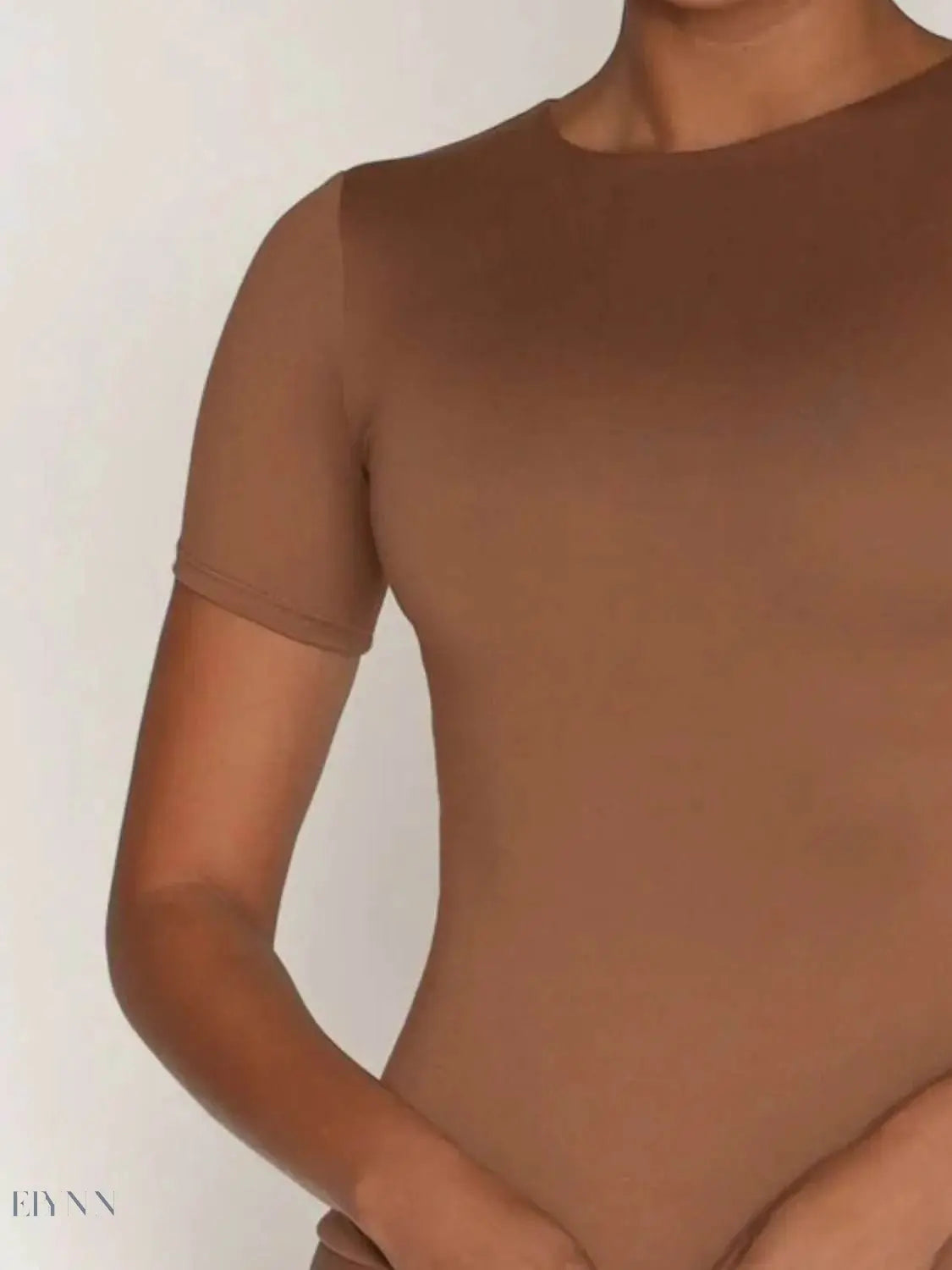 Round Neck Short Sleeve Swim Top - EBYNN