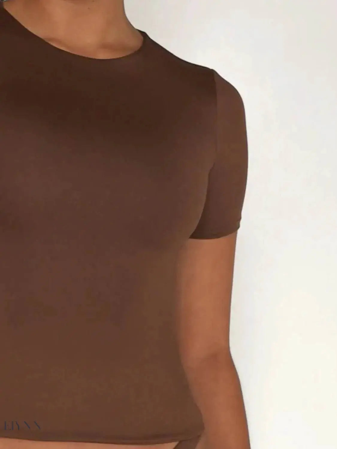 Round Neck Short Sleeve Swim Top - EBYNN