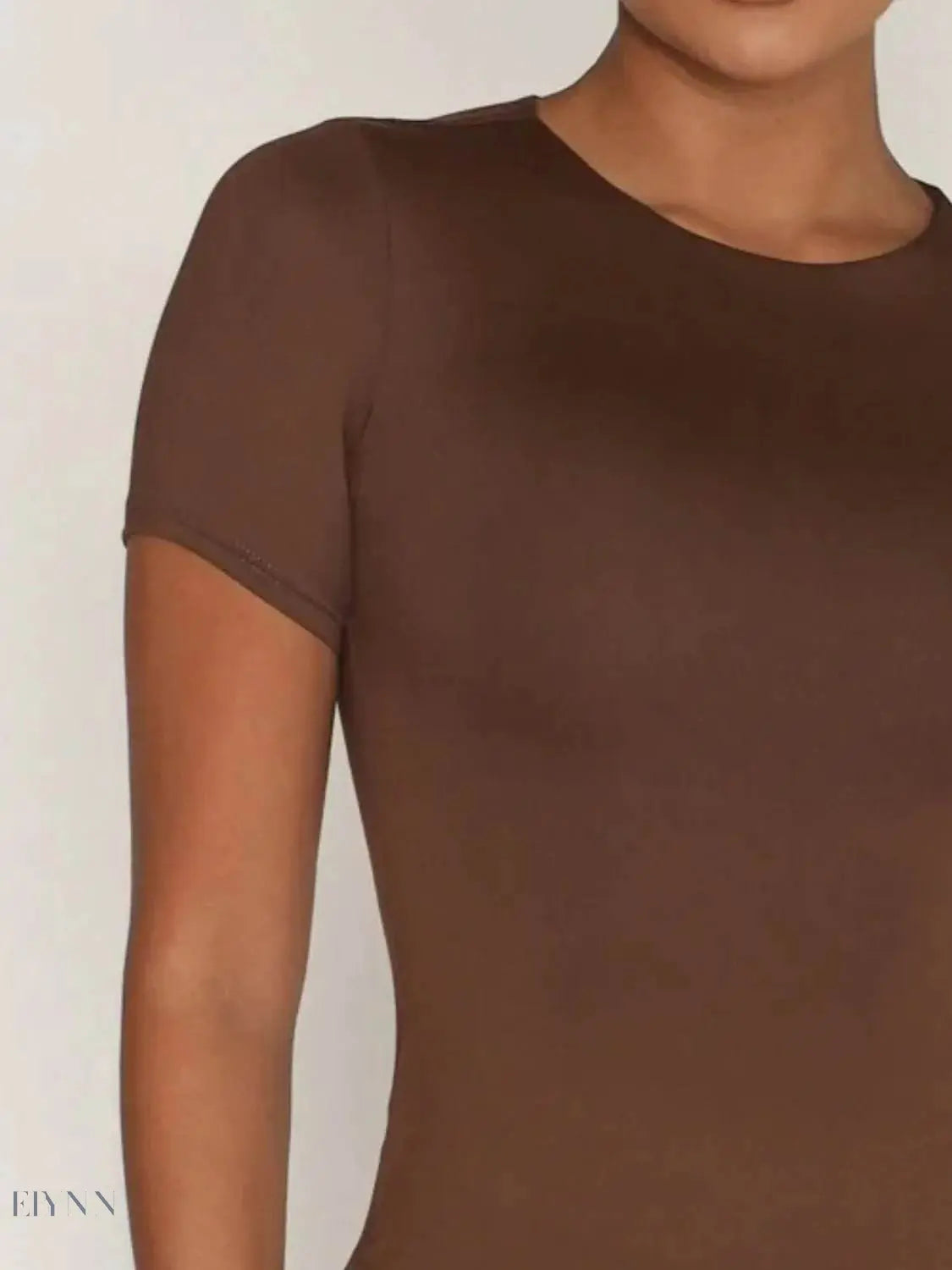 Round Neck Short Sleeve Swim Top - EBYNN