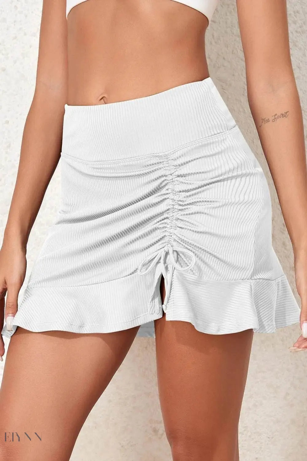 Ruched Elastic Waist Swim Skirt - EBYNN