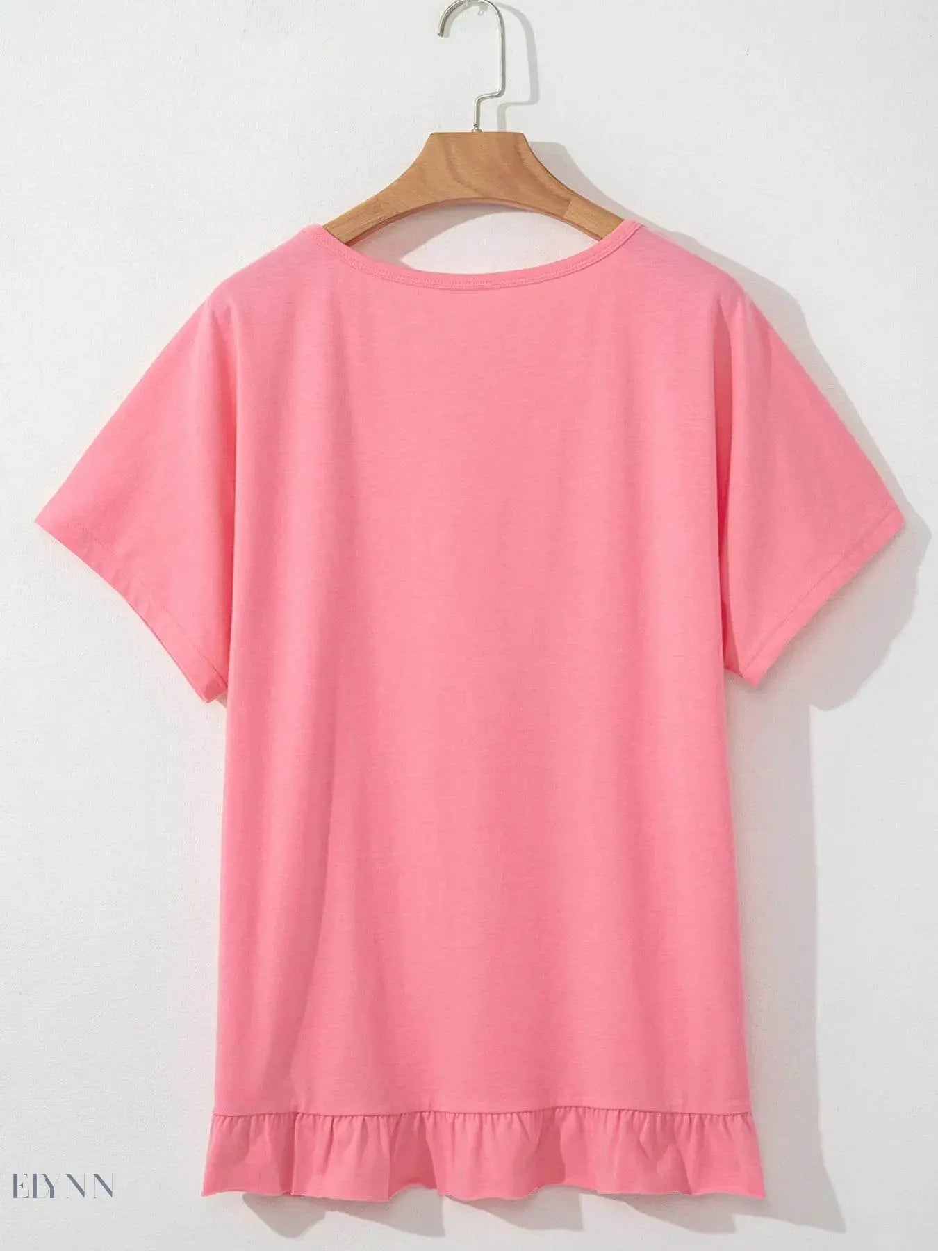 Ruffle Hem T-Shirt with Round Neck for Relaxed Fit - EBYNN