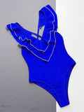 Ruffled Crisscross Backless One-Piece Swimsuit - EBYNN