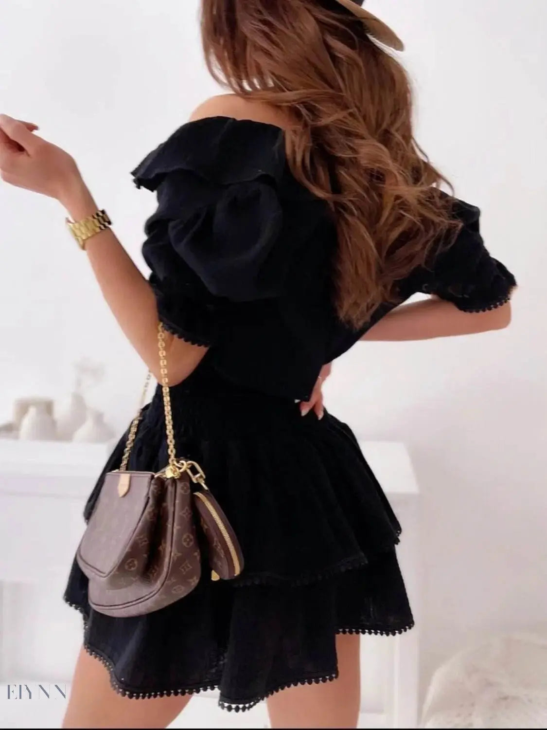 Ruffled Smocked Layered Mini Dress - EBYNN