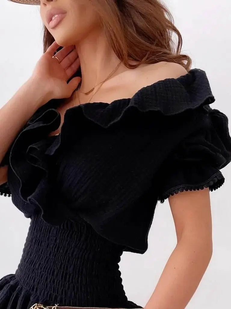 Ruffled Smocked Layered Mini Dress - EBYNN