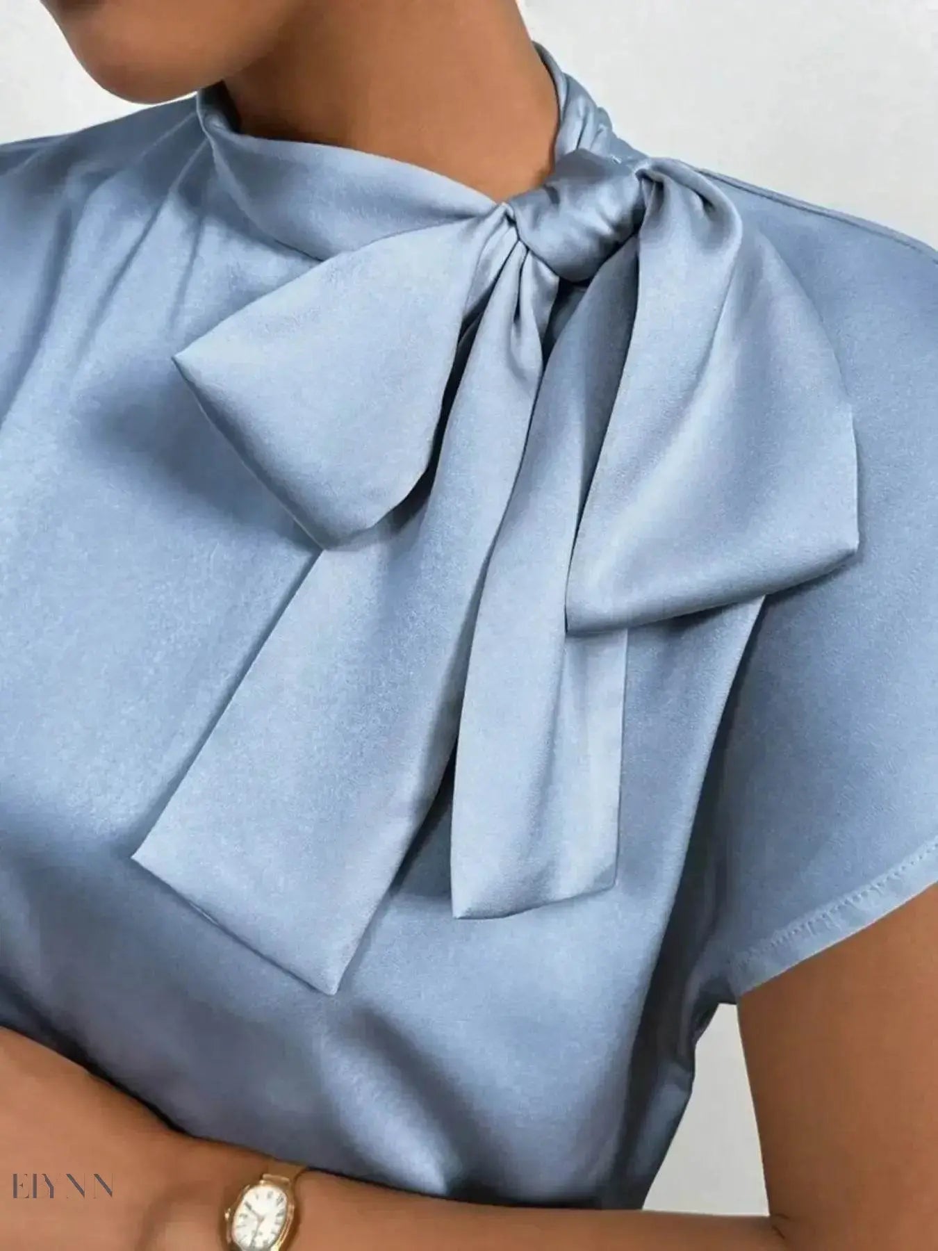 Satin Bow Tie Blouse for Elegant Styling - EBYNN