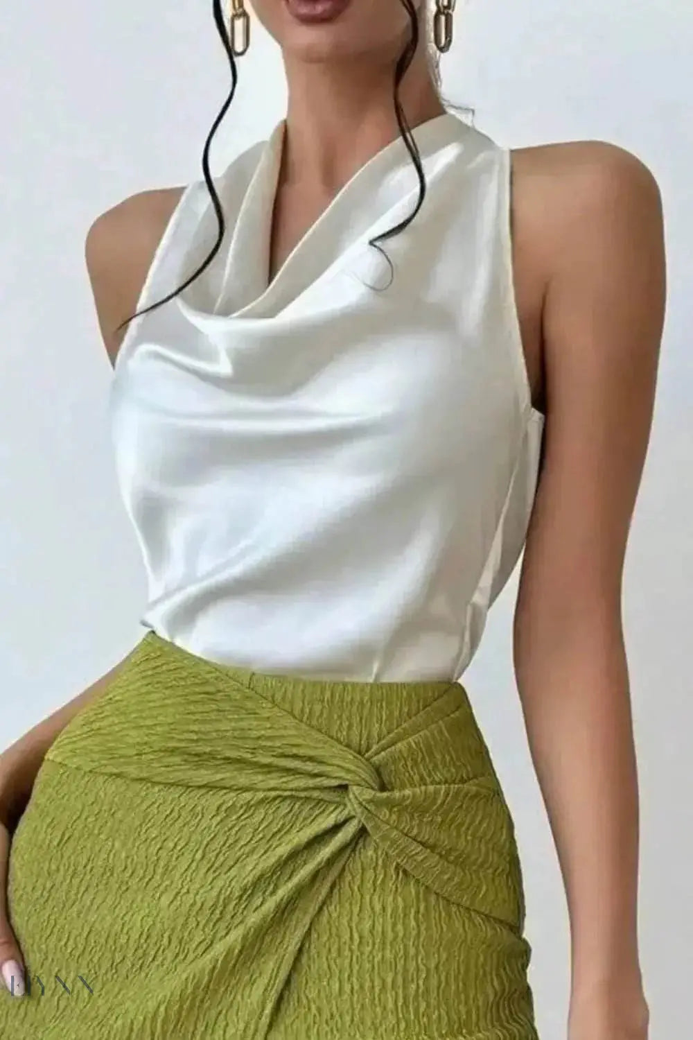 Satin Cowl Neck Sleeveless Blouse for Effortless Elegance - Perfect Satin Cowl Neck Blouse - EBYNN