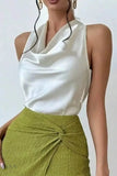 Satin Cowl Neck Sleeveless Blouse for Effortless Elegance - Perfect Satin Cowl Neck Blouse - EBYNN