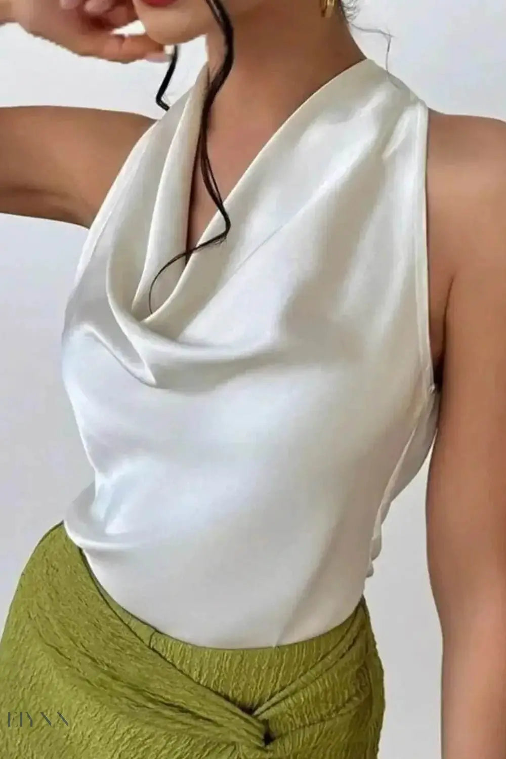 Satin Cowl Neck Sleeveless Blouse for Effortless Elegance - Perfect Satin Cowl Neck Blouse - EBYNN