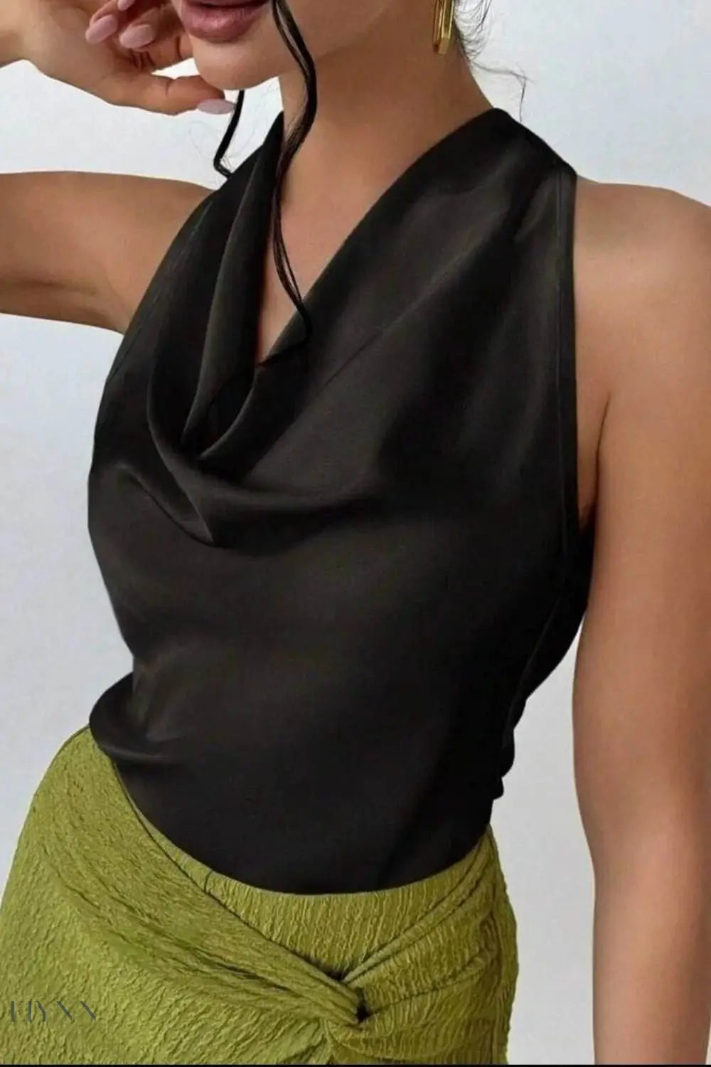 Satin Cowl Neck Sleeveless Blouse for Effortless Elegance - Perfect Satin Cowl Neck Blouse - EBYNN