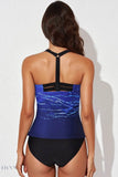 Scoop Neck Sleeveless Printed Swim Top - EBYNN
