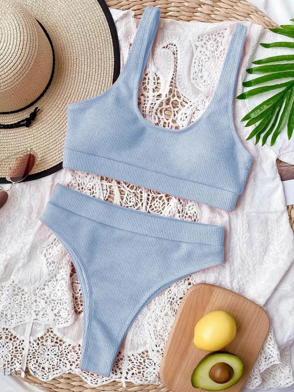 Scoop Neck Wide Strap Two-Piece Swim Set - EBYNN