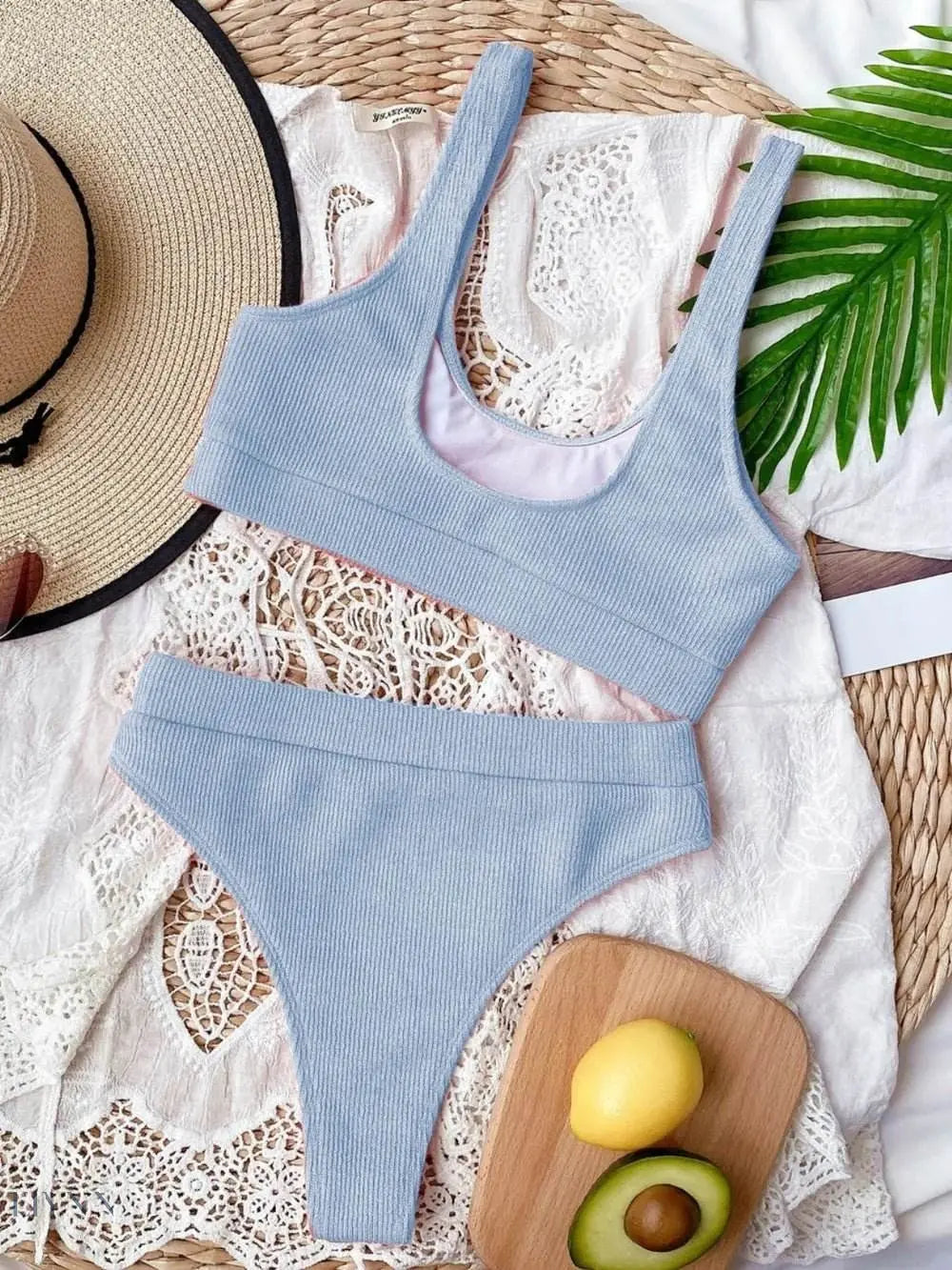 Scoop Neck Wide Strap Two-Piece Swim Set - EBYNN