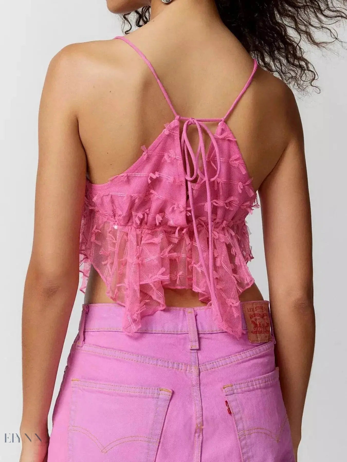 Sheer Lace Cami Top with Delicate Trim for Elegant Layering - EBYNN