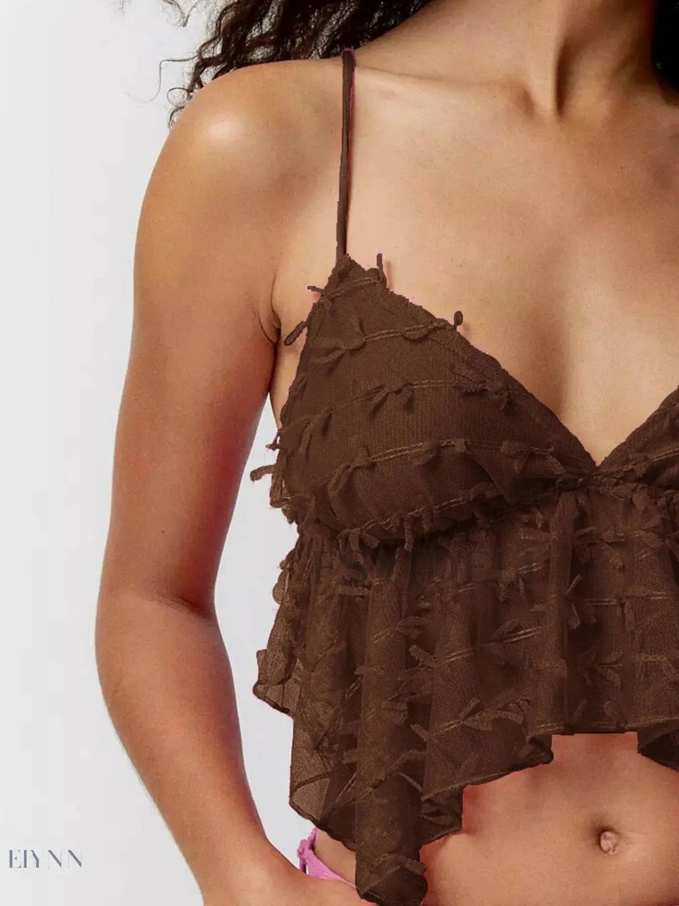 Sheer Lace Cami Top with Delicate Trim for Elegant Layering - EBYNN