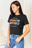 Simply Love Graphic T-Shirt - Casual Elegance with Cuffed Sleeves for Effortless Style - EBYNN
