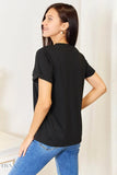 Simply Love Graphic T-Shirt - Casual Elegance with Cuffed Sleeves for Effortless Style - EBYNN