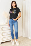 Simply Love Graphic T-Shirt - Casual Elegance with Cuffed Sleeves for Effortless Style - EBYNN