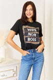 Wife Mom Boss T-Shirt - Trendy Leopard Graphic Apparel for Stylish Women - EBYNN