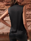 Sleeveless Wrap Draped Blouse - Stylish and Versatile Sleeveless Wrap Blouse - EBYNN