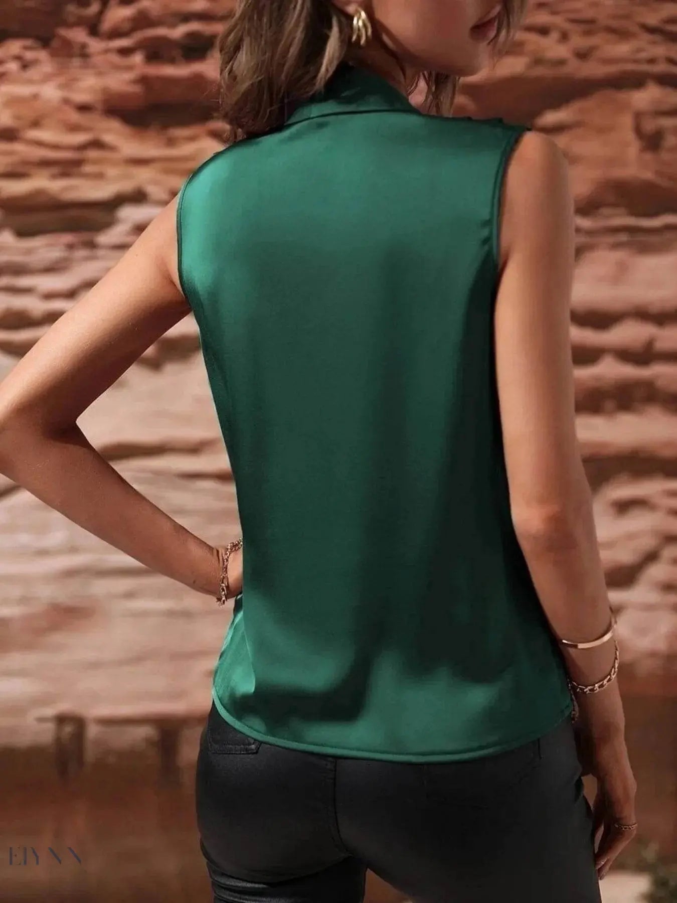 Sleeveless Wrap Draped Blouse - Stylish and Versatile Sleeveless Wrap Blouse - EBYNN