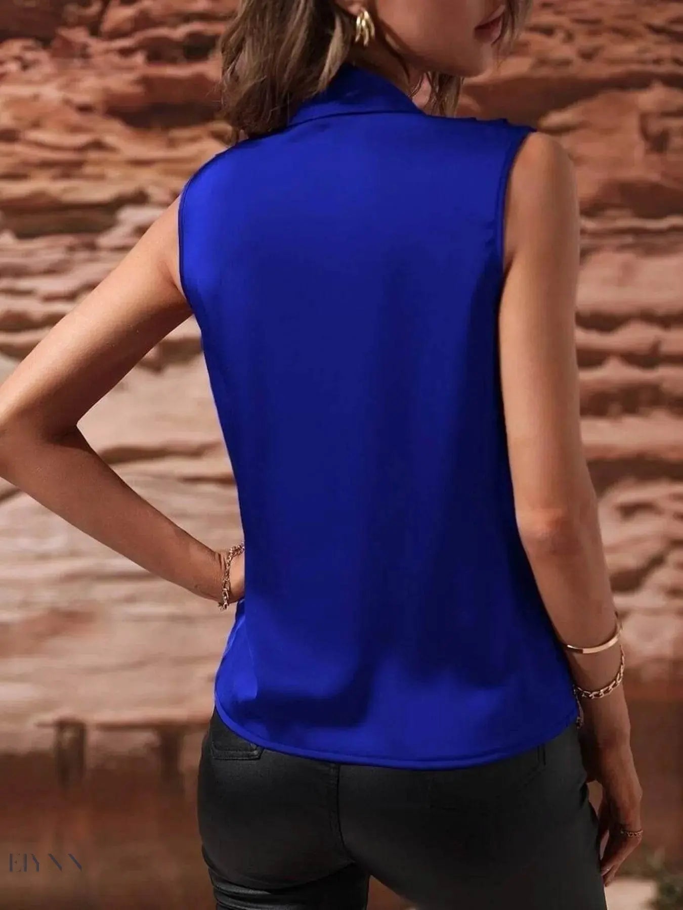Sleeveless Wrap Draped Blouse - Stylish and Versatile Sleeveless Wrap Blouse - EBYNN