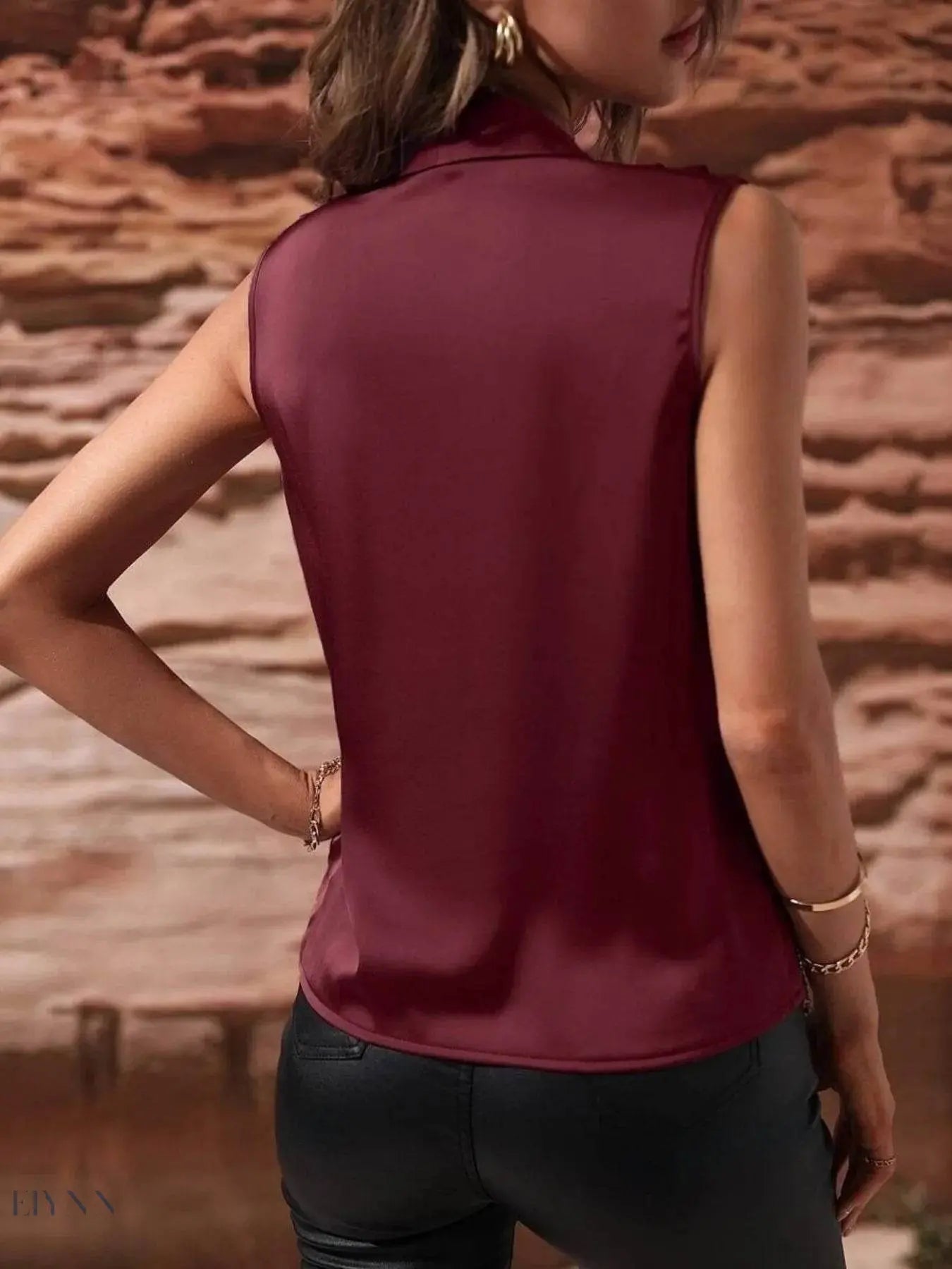 Sleeveless Wrap Draped Blouse - Stylish and Versatile Sleeveless Wrap Blouse - EBYNN