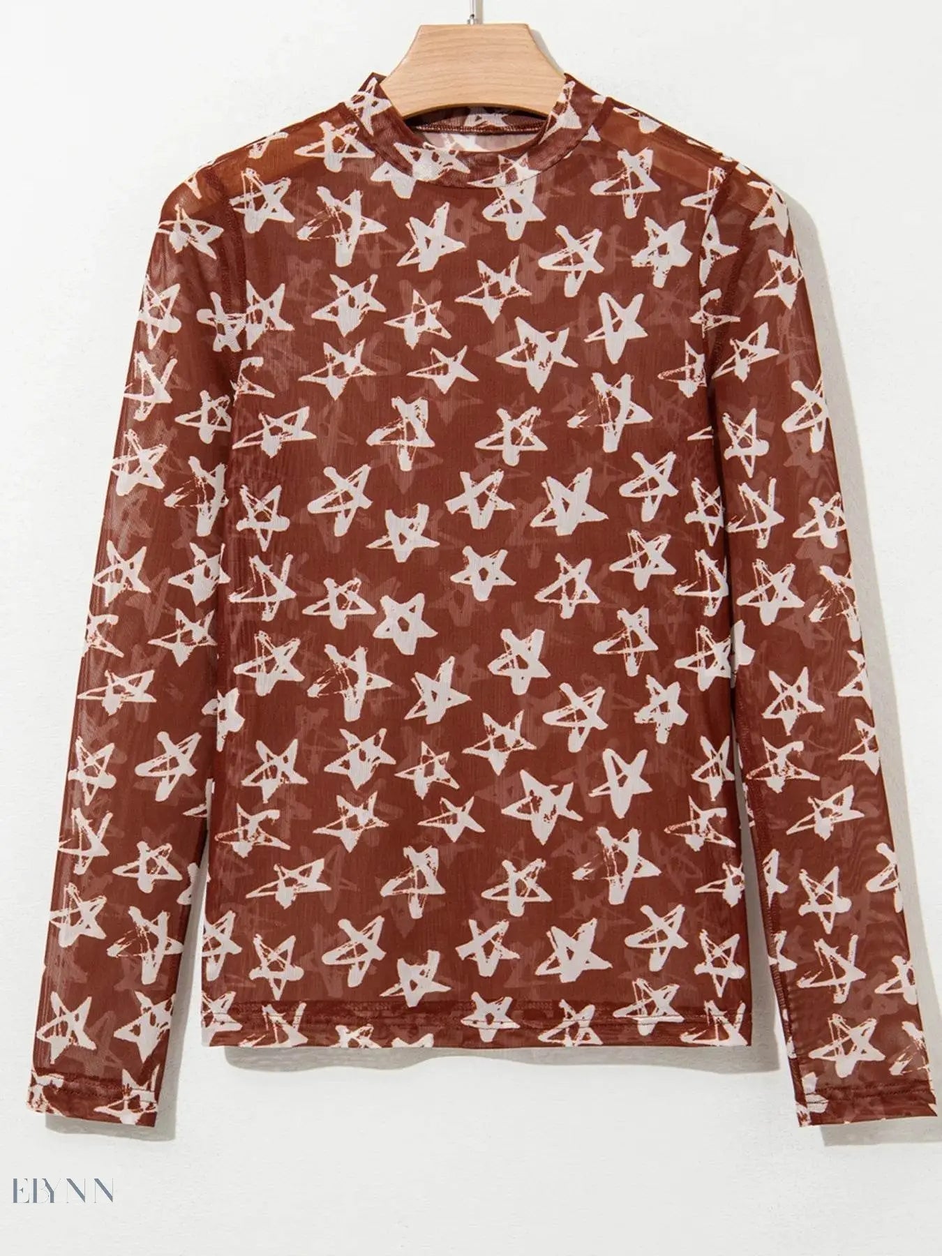 Star Print Long Sleeve Top for Stylish Comfort - EBYNN