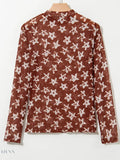 Star Print Long Sleeve Top for Stylish Comfort - EBYNN