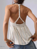 Striped Halter Neck Cami with Braided Detail for Stylish Summer Looks - EBYNN